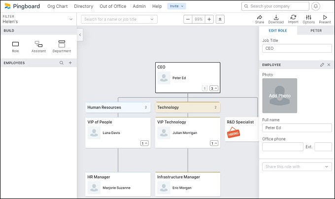 pingboard org chart sample